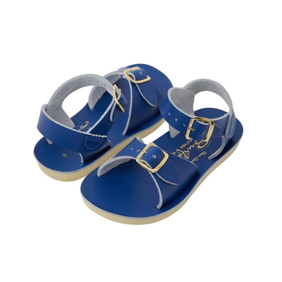 Saltwater Sun Sans Kids Blue Sandals Split Blue Leather Sandals Size 8 - Picture 1 of 6